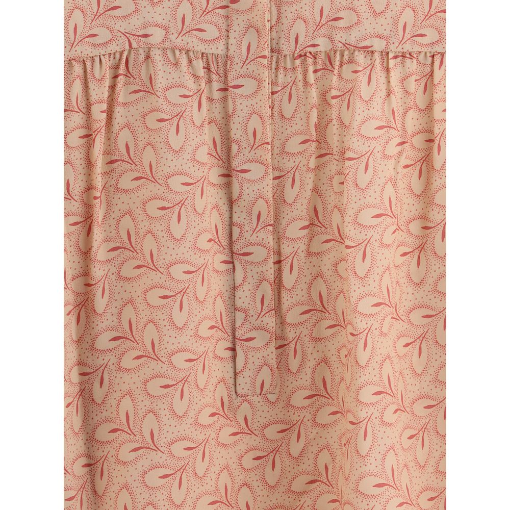 Kristina Ti Blouses - Light Pink Silk Pattern Shirt