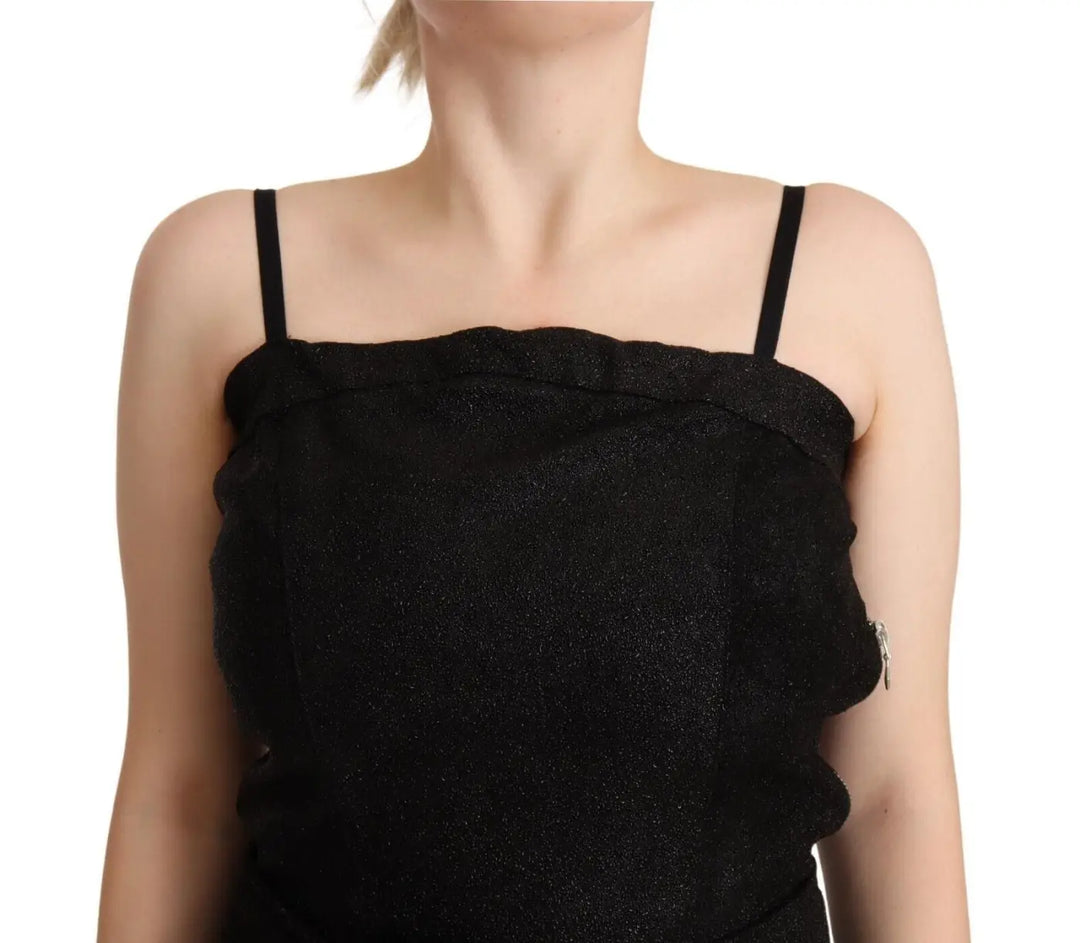 La Maison du Couturier Black Spaghetti Strap Jumpsuit Dress