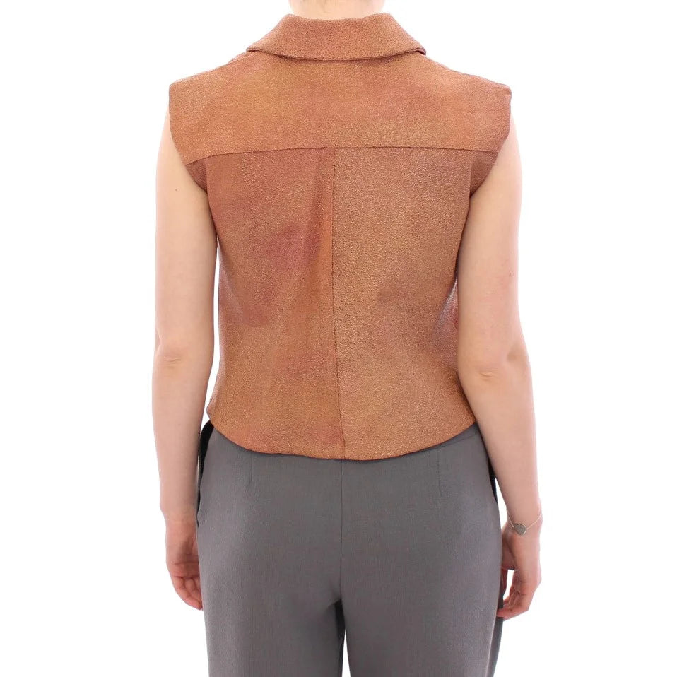 La Maison du Couturier Brown Leather Jacket Vest