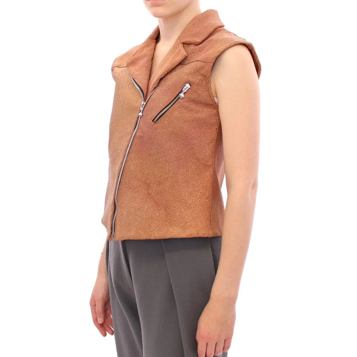 La Maison du Couturier Brown Leather Jacket Vest