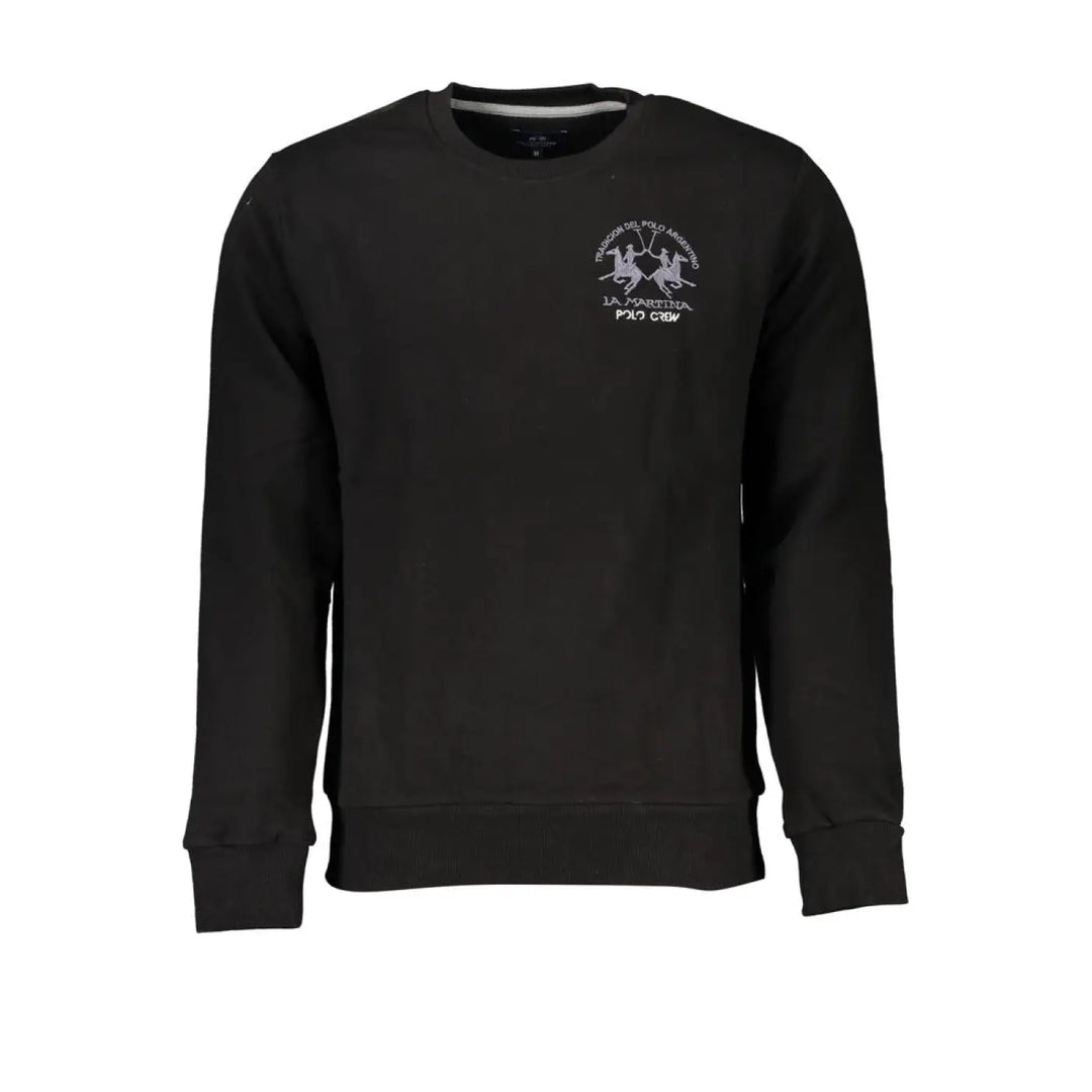 La Martina Black Cotton Men Sweater