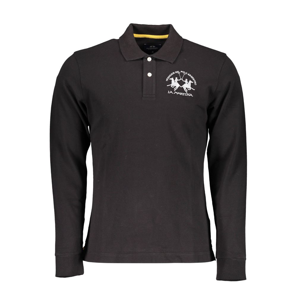 La Martina Black Cotton Men’s Polo Shirt