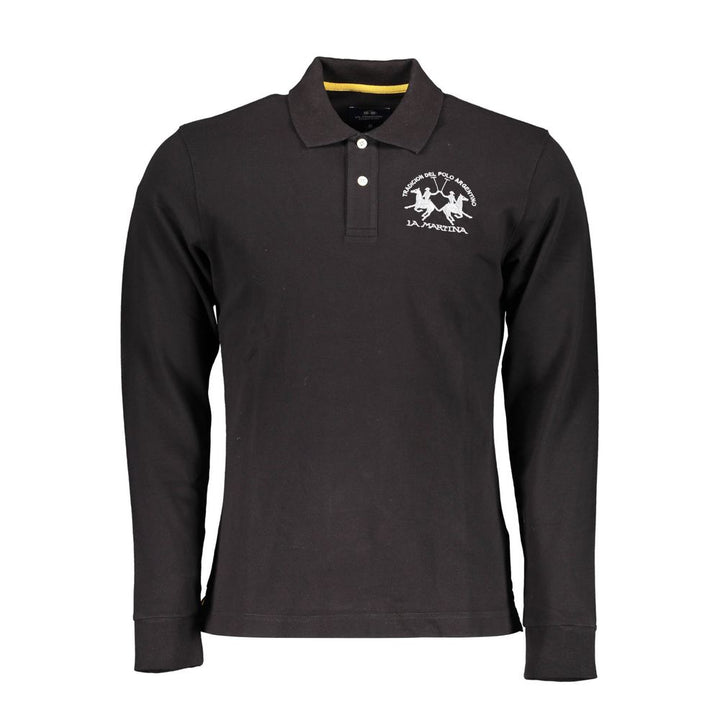 La Martina Black Cotton Men’s Polo Shirt
