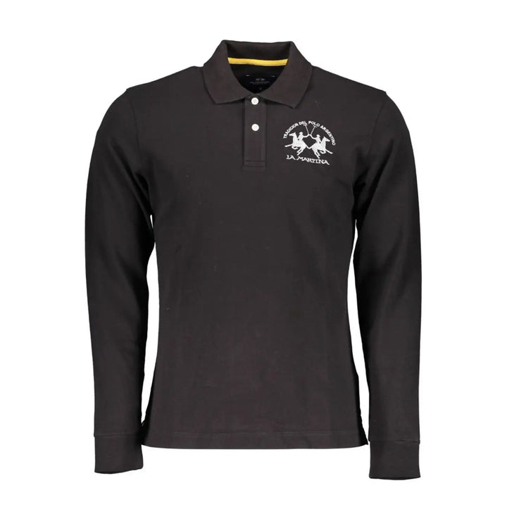 La Martina Black Cotton Men’s Polo Shirt