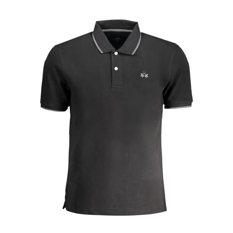 La Martina Black Cotton Men’s Polo Shirt