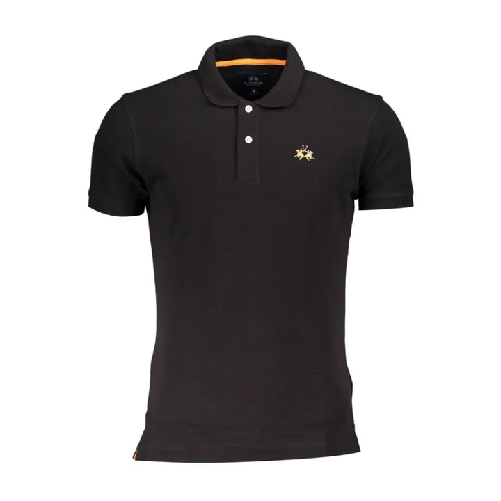 La Martina Black Cotton Men’s Polo Shirt