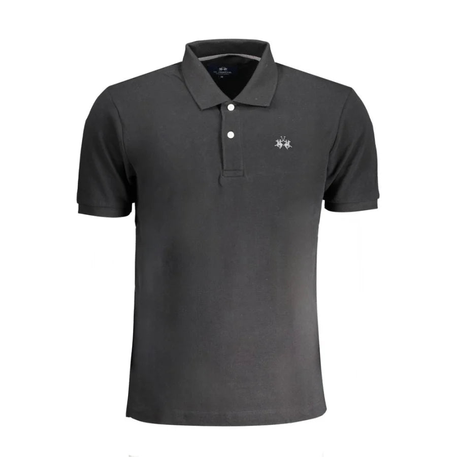 La Martina Black Cotton Men’s Polo Shirt