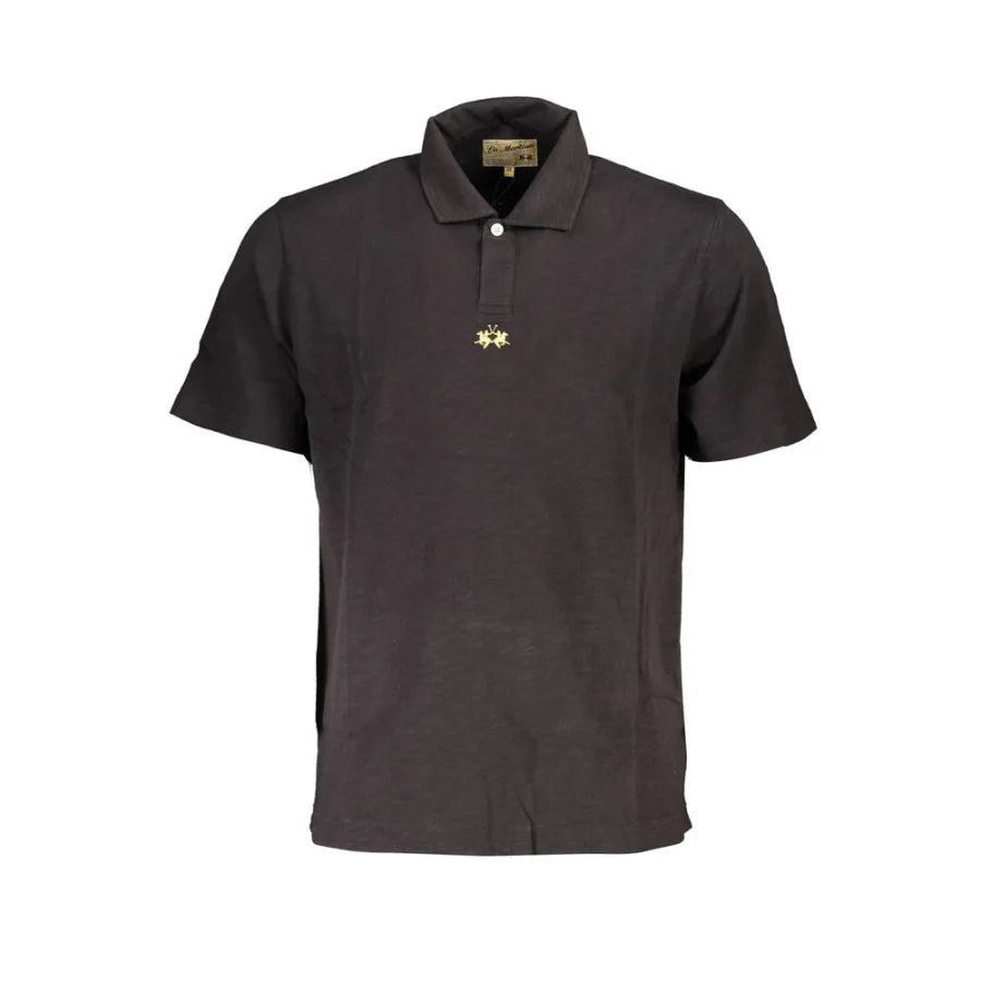 La Martina Black Cotton Men’s Polo Shirt