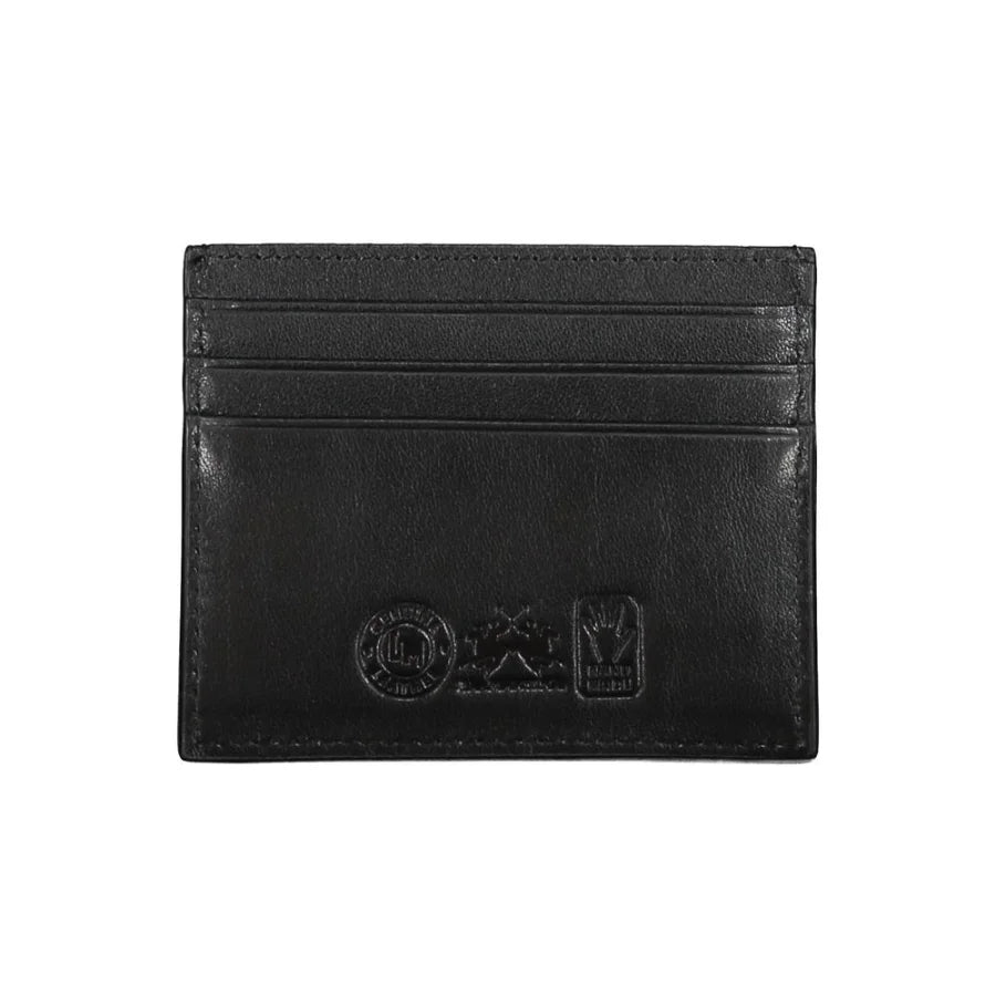 La Martina Black Leather Men Wallet Holder