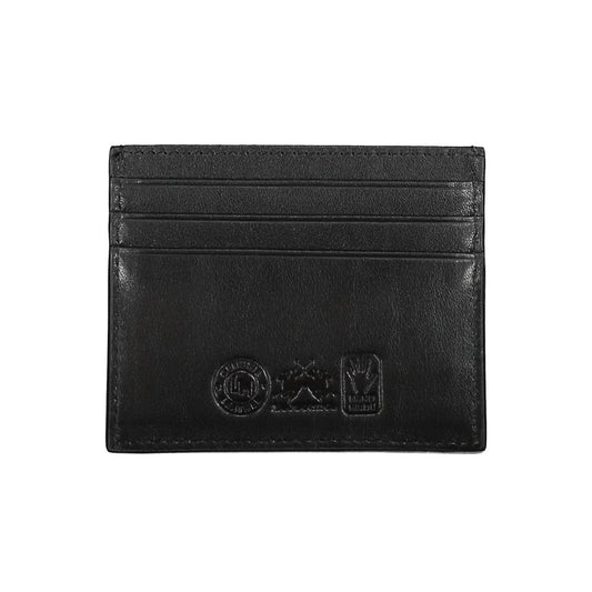 La Martina Black Leather Men Wallet Holder