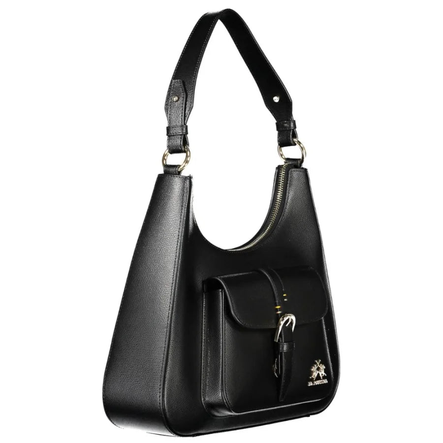 La Martina Black Leather Women’s Shoulder Bag