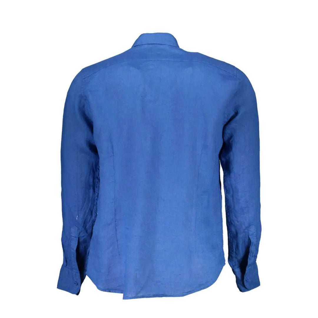 La Martina Blu Linen Men Shirt