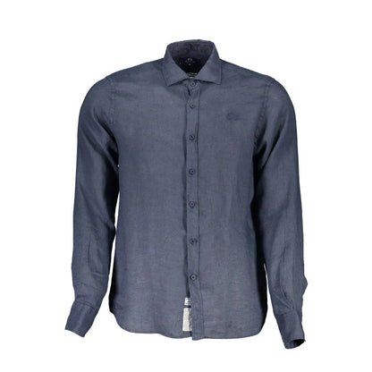 La Martina Blu Linen Men Shirt