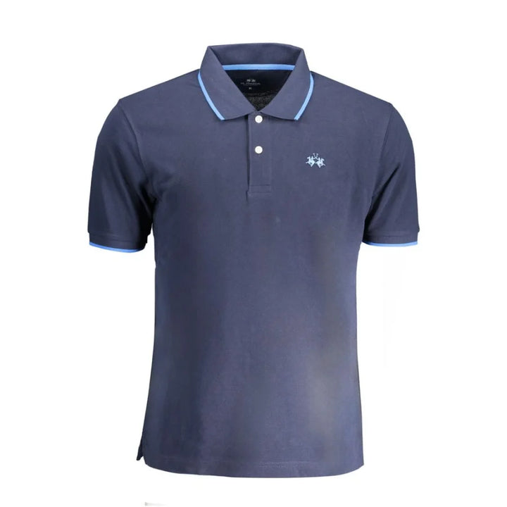 La Martina Blue Cotton Men Polo Shirt
