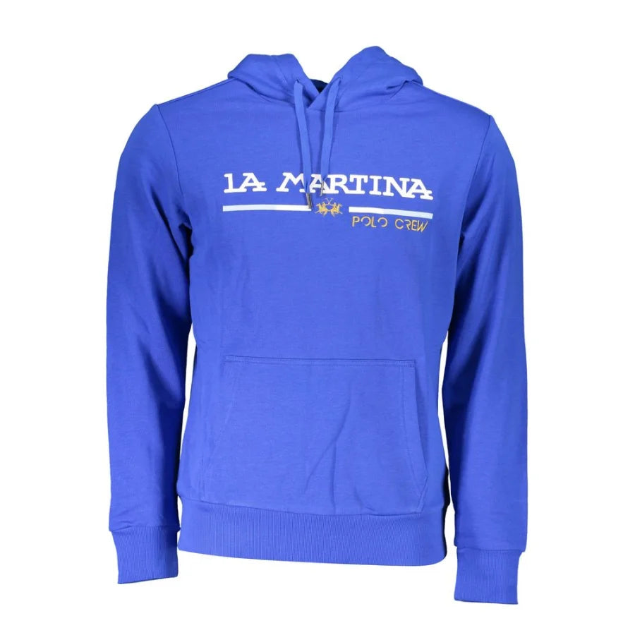 La Martina Blue Cotton Men’s Hooded Sweatshirt