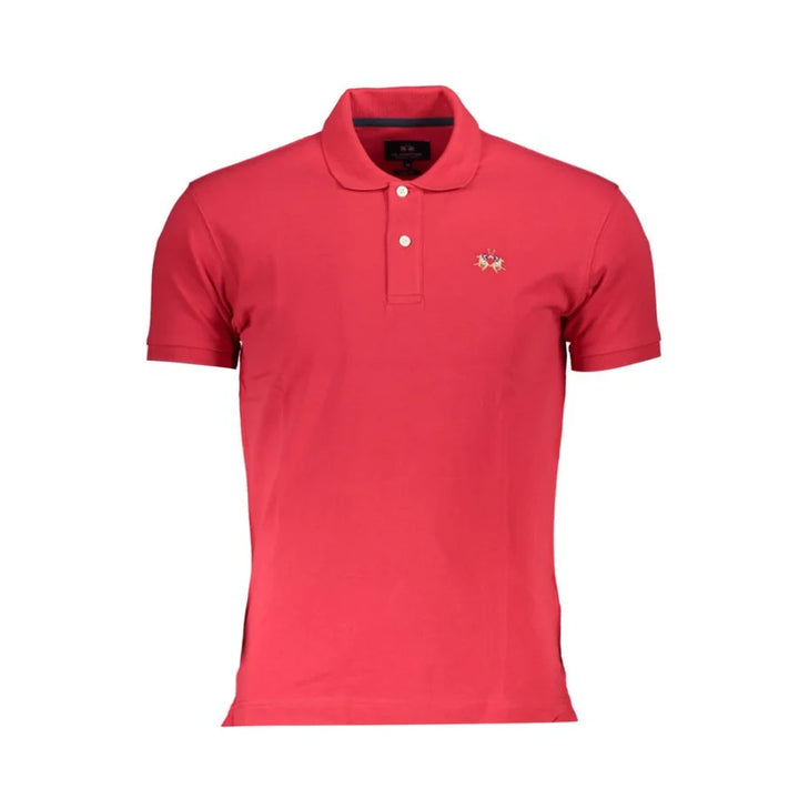 La Martina Rosso Cotton Men Polo Shirt