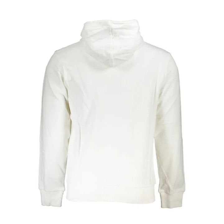 La Martina White Cotton Men Sweater with Hood and Zip Pockets