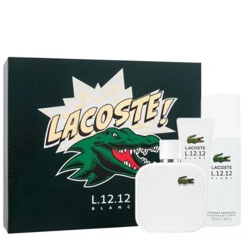 Lacoste L1212 Blanc 3 Piece Gift Set for Men with Eau De Toilette Men’s Sets