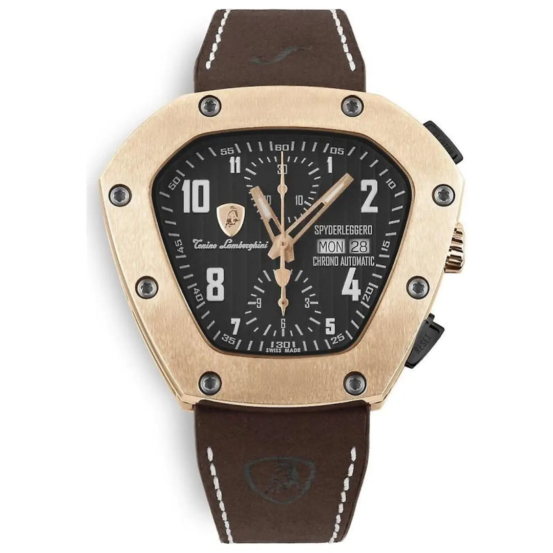Lamborghini Black Leather Dress Watch