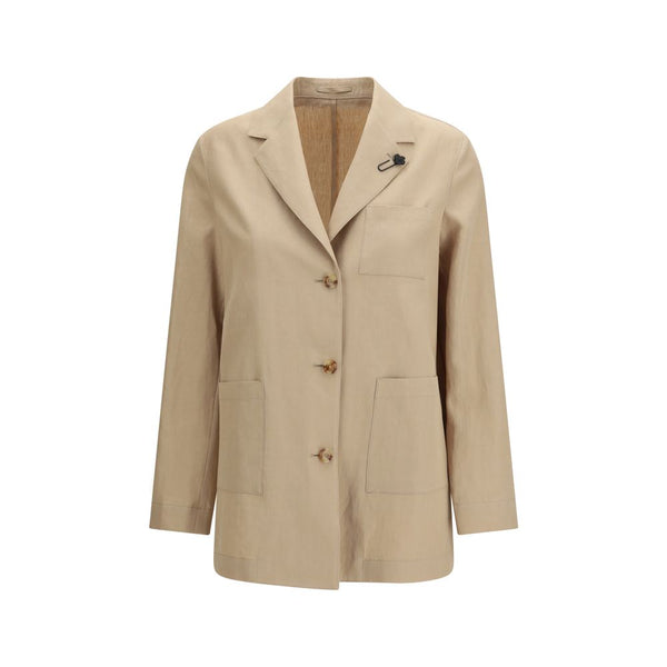 Lardini Sport Jackets - Beige Wool Oves Aries Full-Length Jacket