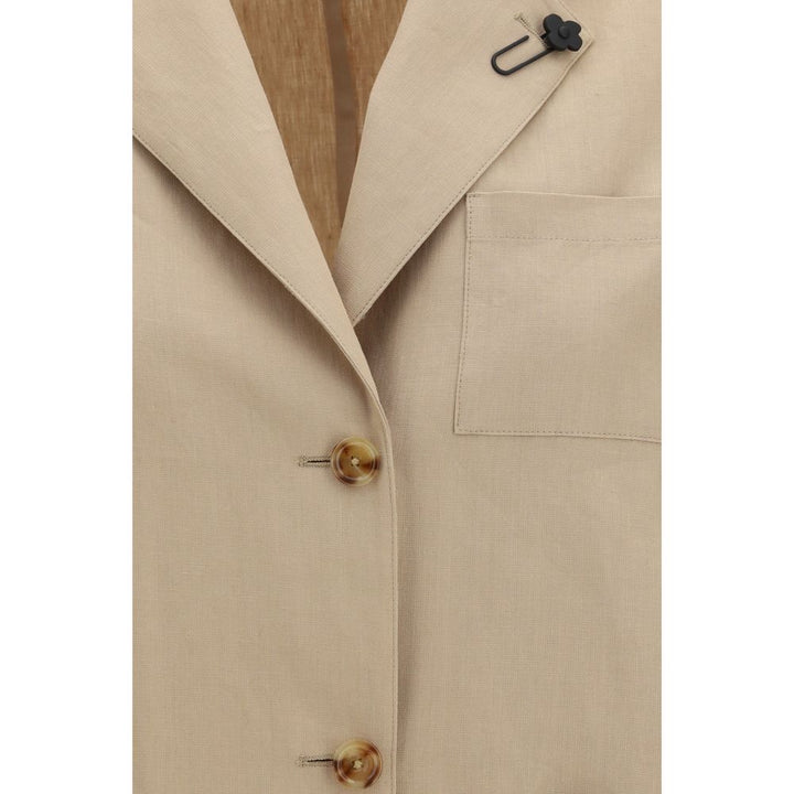 Lardini Sport Jackets - Beige Wool Oves Aries Full-Length Jacket