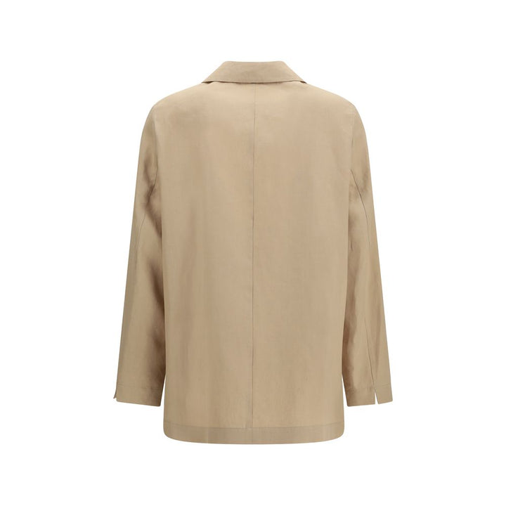 Lardini Sport Jackets - Beige Wool Oves Aries Full-Length Jacket