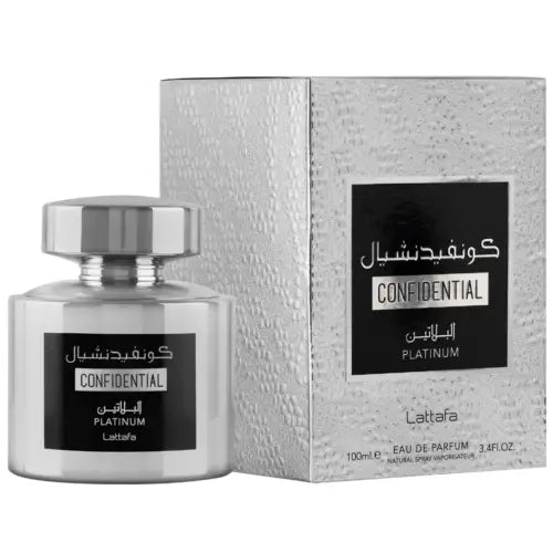 Experience the Allure of Lattafa Confidential Platinum Woody Scent Unisex Fragrance