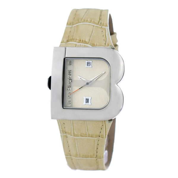 Laura Biagiotti Beige Leather Dress Watch