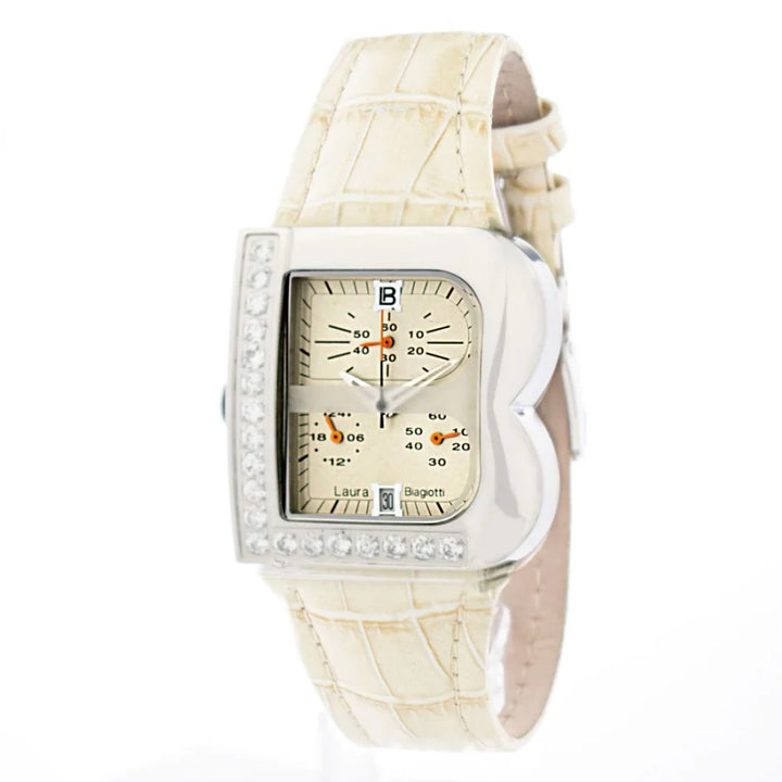 Laura Biagiotti Beige Leather Dress Watch