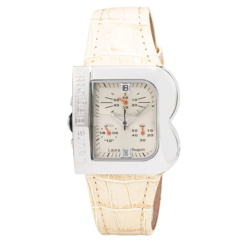 Laura Biagiotti Beige Leather Dress Watch