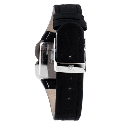 Laura Biagiotti Black Leather Dress Watch with Silver Steel Case
