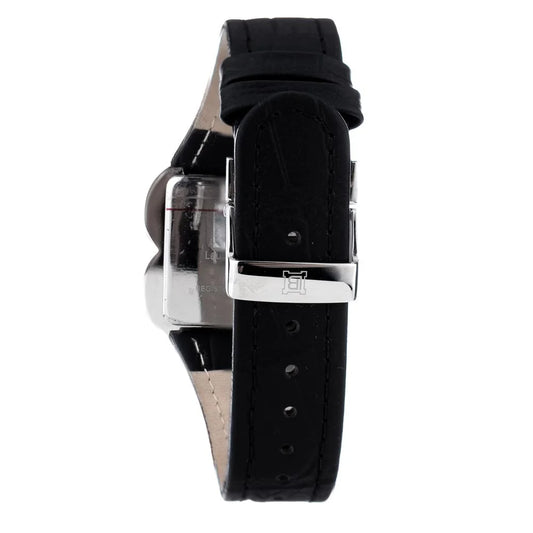 Laura Biagiotti Black Leather Dress Watch with Silver Steel Case