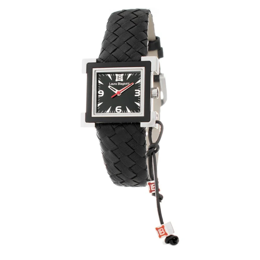 Laura Biagiotti Black Leather Dress Watch