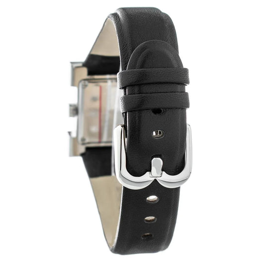 Laura Biagiotti Black Leather Dress Watch Stainless Steel Silver 34mm