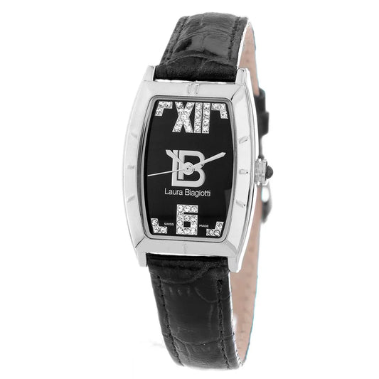 Laura Biagiotti Black Leather Stainless Steel Quartz Watch