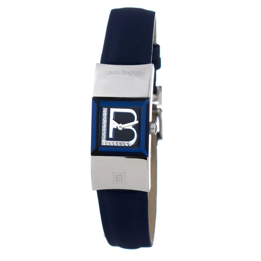 Laura Biagiotti Blue Leather Quartz Watch with Silver Steel Case