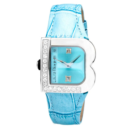 Laura Biagiotti Blue Leather Watch with Silver Steel Case and Dial