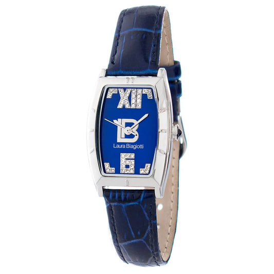 Laura Biagiotti Blue Leather Watch with Silver Steel Case and Dial