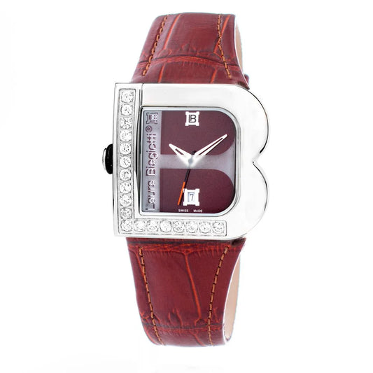 Laura Biagiotti Brown Leather Dress Watch with Silver Steel Case