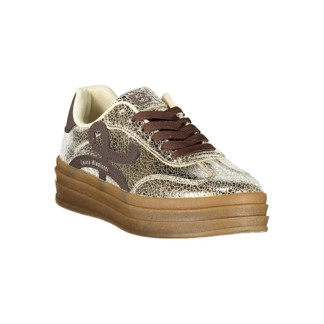 Laura Biagiotti Gold Polyurethane Women’s Sneaker