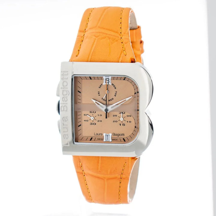 Laura Biagiotti Orange Leather Dress Watch