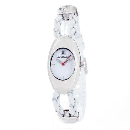 Laura Biagiotti White Leather Quartz Watch Silver Steel 22mm