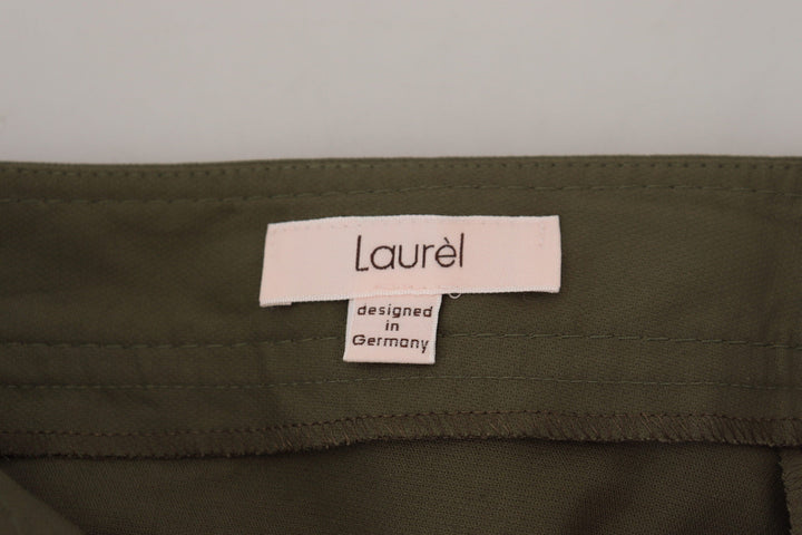 Laurel Green Cotton High Waist Women Tapered Pants