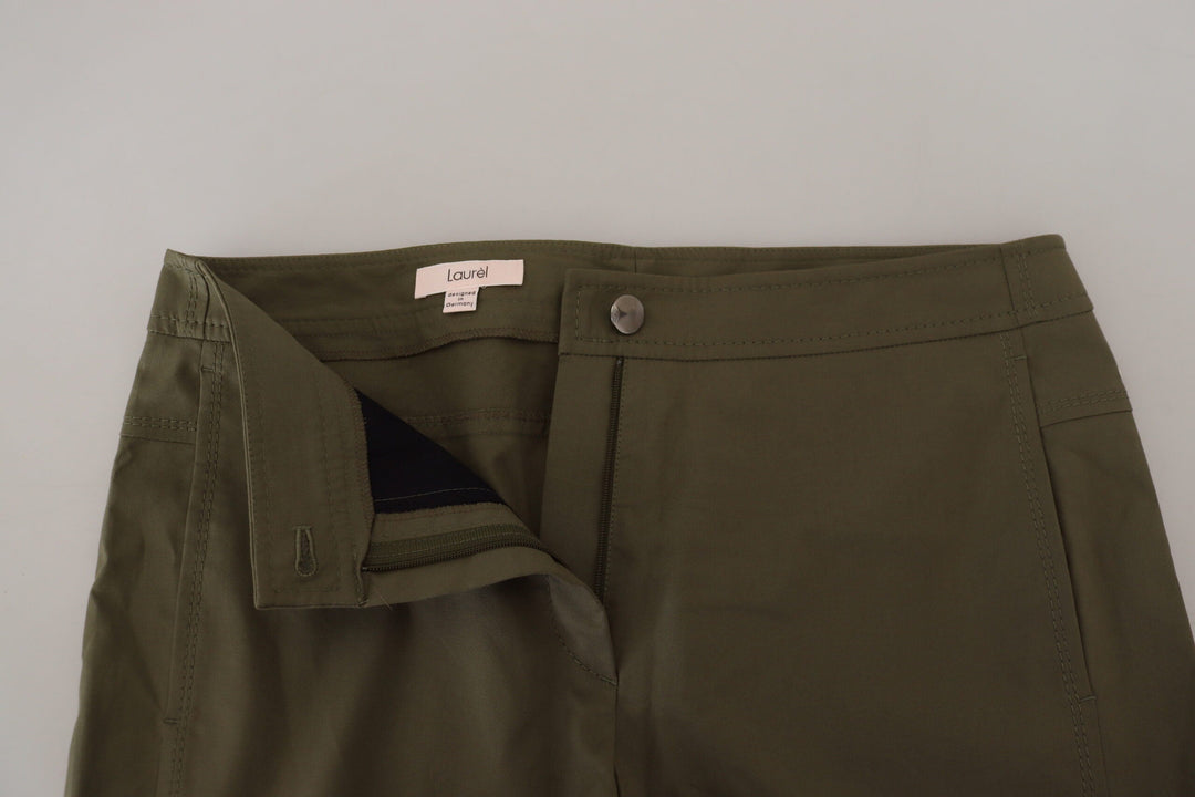 Laurel Green Cotton High Waist Women Tapered Pants