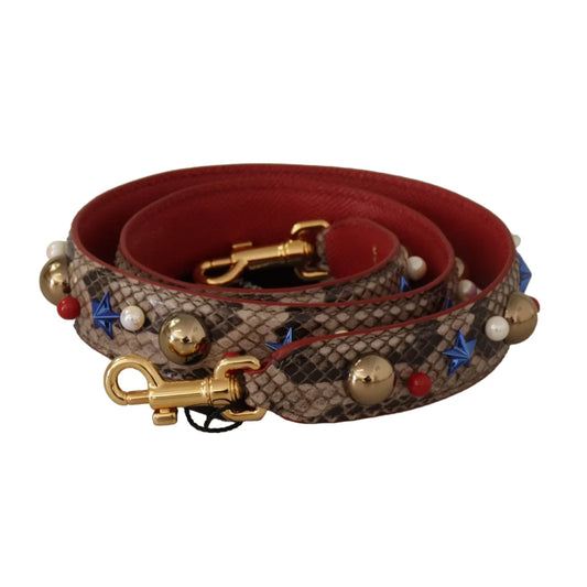 Lavish Dolce Gabbana Shoulder Strap Python Leather Gold Metal Detailing &