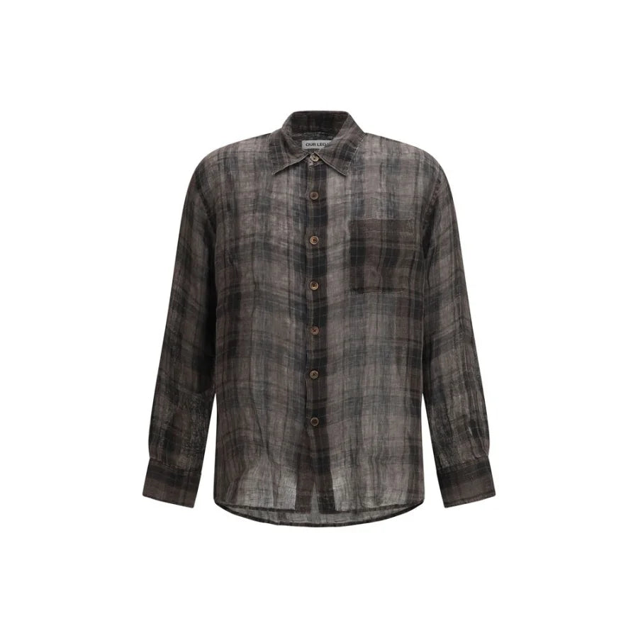 Our Legacy Brown Linen Pattern Shirt