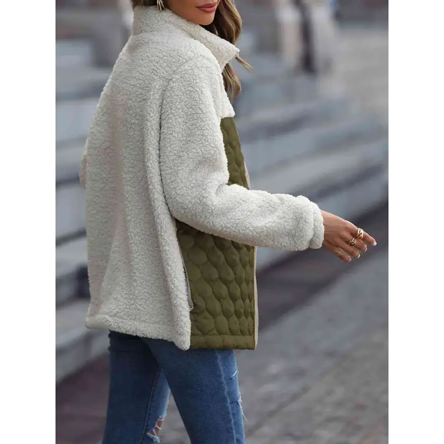 Leopard Color Block Zip Up Jacket Roars With Style Clothing Jackets Trendsi