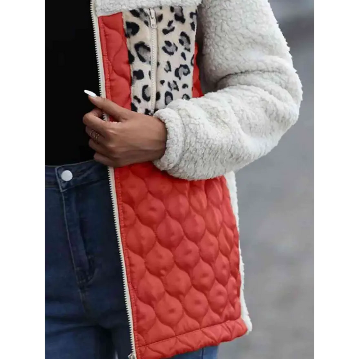 Leopard Color Block Zip Up Jacket Roars With Style Clothing Jackets Trendsi