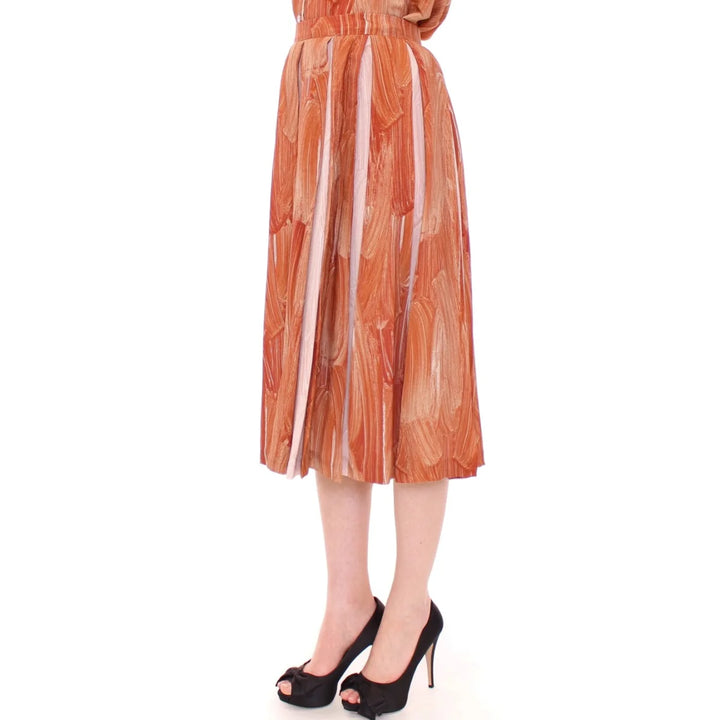 Licia Florio Brown Orange Below Knee Full Skirt
