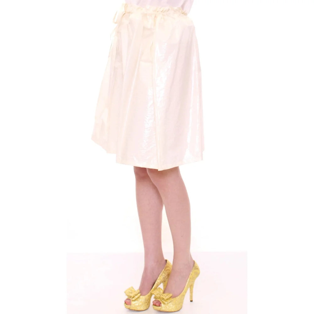 Licia Florio White Above-Knee Stretch Waist Strap Skirt